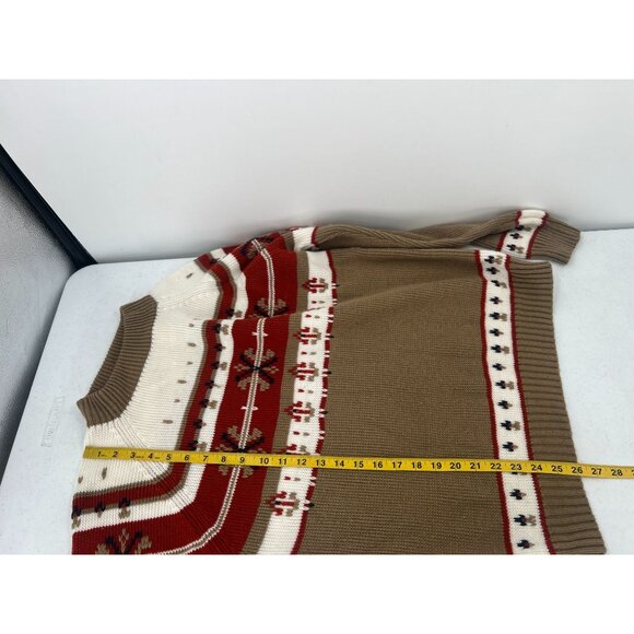 Vtg JCPenney L Nordic Fair Isle Knit‎ Sweater Brown Red 100% Acrylic Ugly 80s - Picture 4 of 7